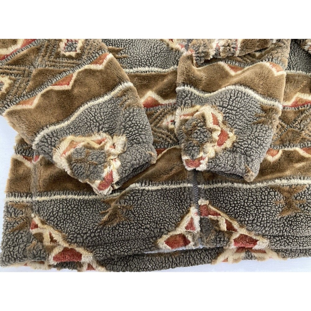 Vintage Woolrich Women’s L Brown Aztec Fleece Southwest Full Zip Jacket - Picture 4 of 11
